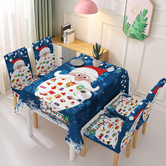 55x55/140x140cm Christmas tablecloth, Christmas decoration, table decoration, Christmas gift(blue Santa Claus) - Kartokner