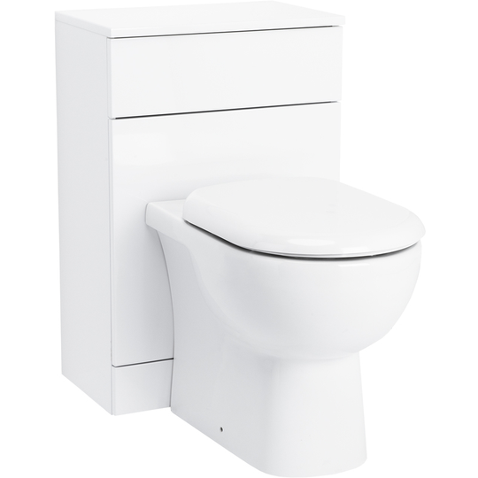 Wholesale Domestic - Alexander James Gloss White 500mm Toilet Unit and Monza Back To Wall Toilet Pan with Soft Close Toilet Seat - White