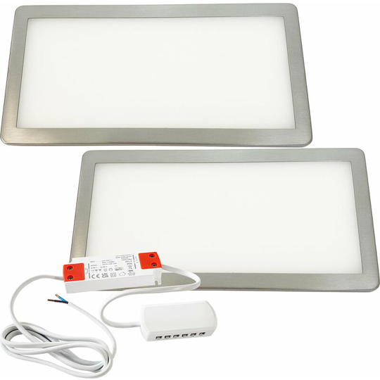2x brushed nickel Ultra-Slim Rectangle Under Cabinet Kitchen Light & Driver Kit - Warm White Diffused led