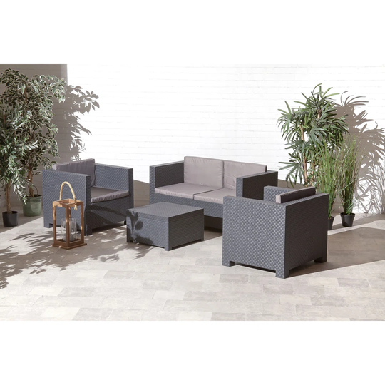 Darla Rattan 4 - Person Seating Group Corner Sofa Set with Cushions