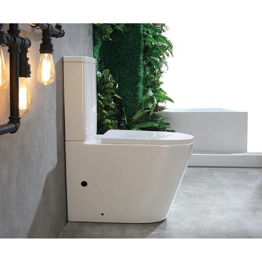 Bayport Close Coupled Toilet Button Flush and Soft Close Seat