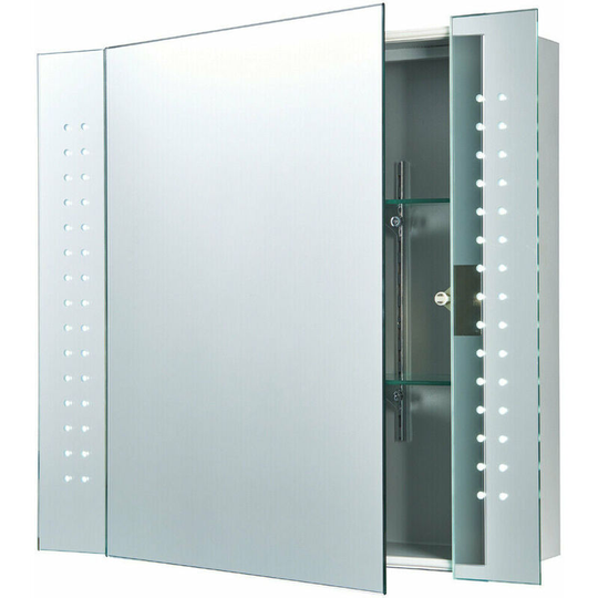 IP44 led Bathroom Mirror 60cm x 65cm Cabinet Light ir Switch & Shaver Socket
