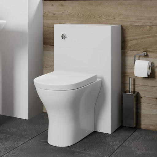 Aurora White Gloss Concealed Cistern Unit & Arles Toilet - 500mm Width