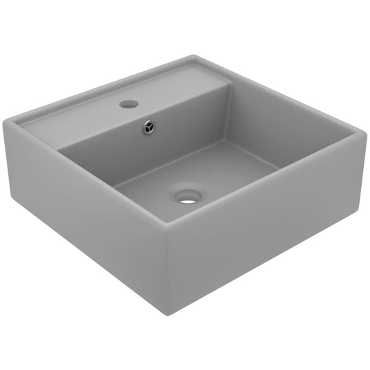 Luxury Basin Overflow Square Matt Light Grey 41x41 cm Ceramic Vidaxl Grey