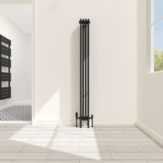 NRG - Traditional 4 Column Radiator Cast Iron Style Heating Rads Vertical Black 1800x200mm