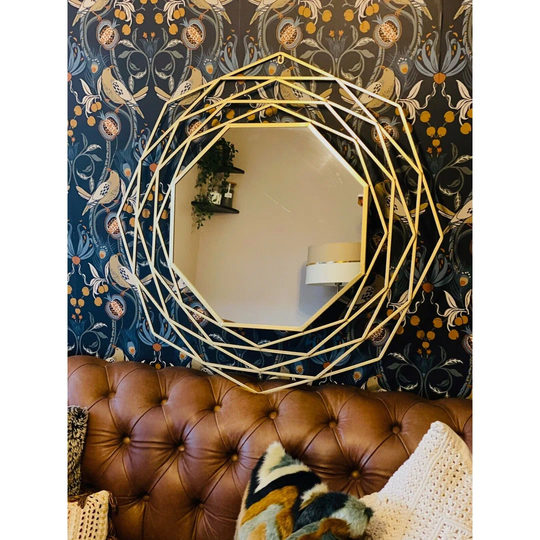 Rowley Octagon Magnifying Metal Framed Wall Mounted Accent in Gold