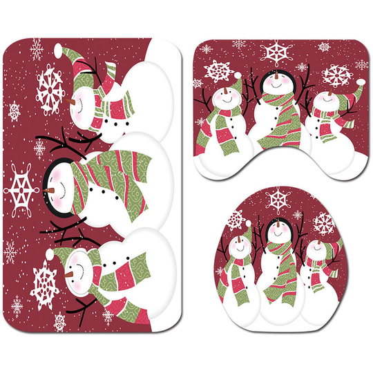 Augienb - Bathroom Shower Toilet Seat Cover Mat Non-Slip Rug Set 3pcs