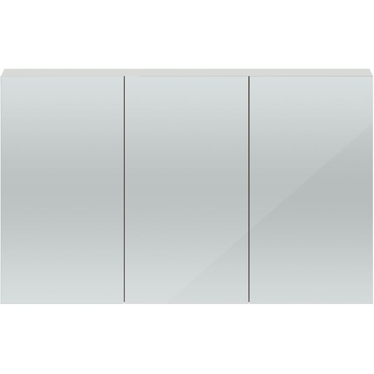 Quartet 3 Door Mirrored Cabinet 1350mm Wide - Gloss Grey Mist - Hudson Reed