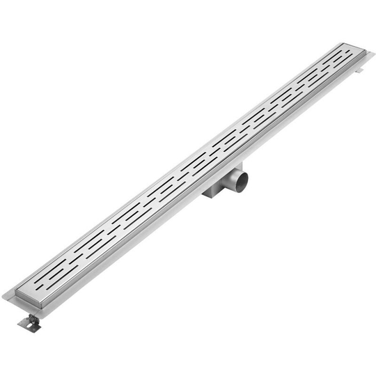 Linear Brushed Stainless Steel Shower Drain with Grate - 1200mm Channel - Milano