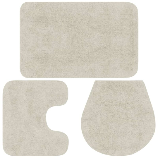 Vidaxl - Bathroom Mat Set 3 Pieces Fabric White White