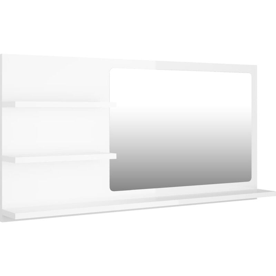 Bathroom Mirror High Gloss White 90x10.5x45 cm Engineered Wood Vidaxl White