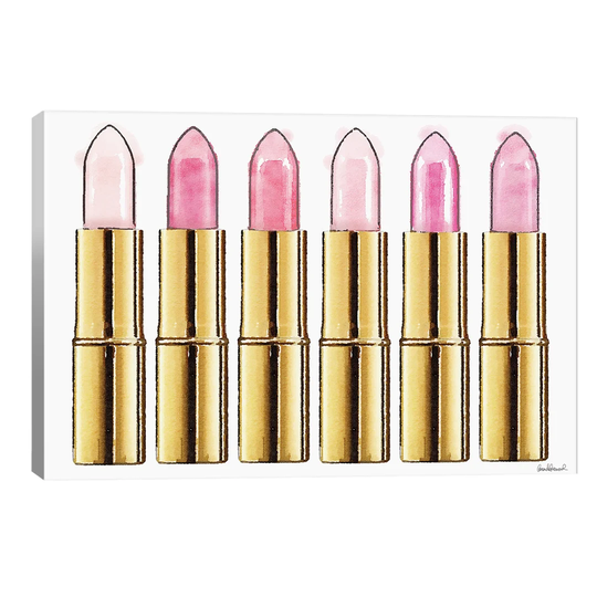 Lipstick in Gold and Soft Pinks by Amanda Greenwood - Wrapped Canvas Graphic Art Print