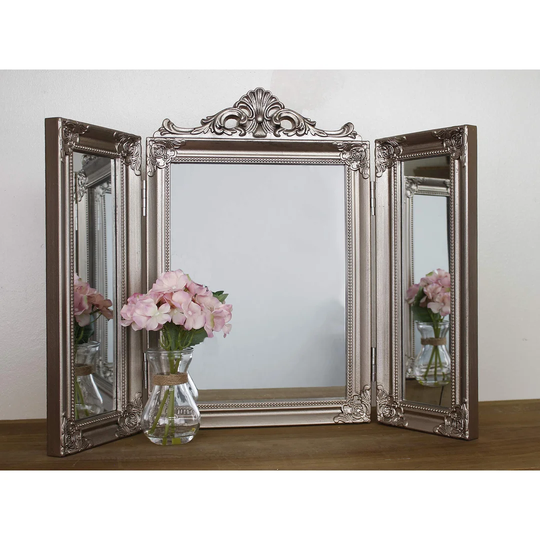Hartline Glass Framed Mounts to Dresser Bathroom Mirror in Bronze