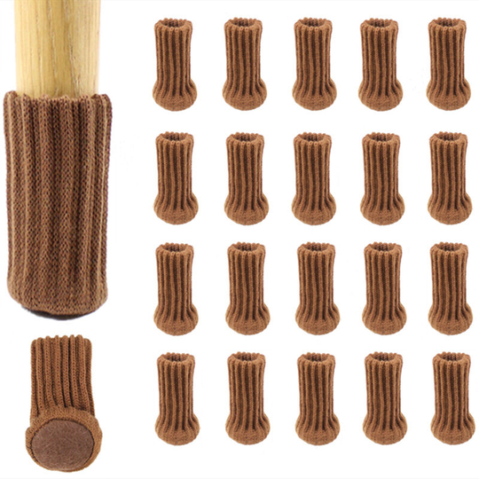 Betterlife 12 Pairs of Non-Slip Knit Furniture Socks for Chair Legs, to Prevent Scratches and Reduce Noise, Move Easily, Brown
