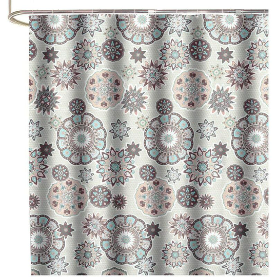 Gift - Shower Curtain Water Resistant Polyester Thick Bath Curtain Liner with Hooks for Bathroom, Stands and Bathtubs (180 x 180cm)