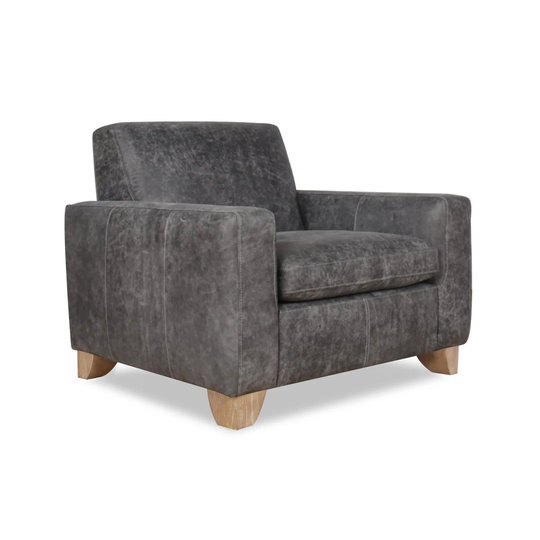 Ingelbert Armchair, Explorer Sanded Charcoal in Top Grain Full Leather