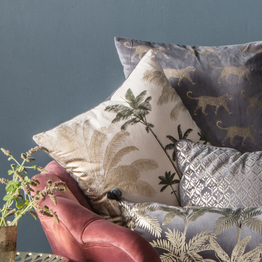Marlon Palm Trees Metallic Cotton Cushion