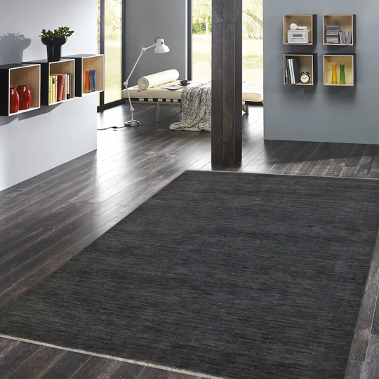 Brycen Hand Knotted Wool Black Rug