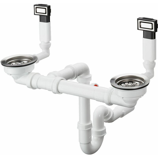 Waste Kit For Double Bowl Kitchen Sink Overflow Strainer Trap 43922800 - White - Hansgrohe