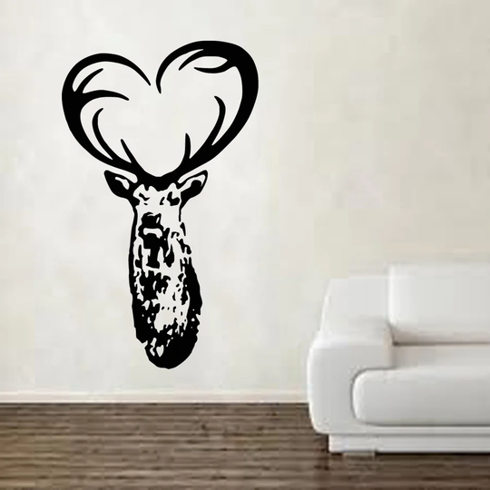 Shabby Elegance Stag Head Heart Wall Sticker