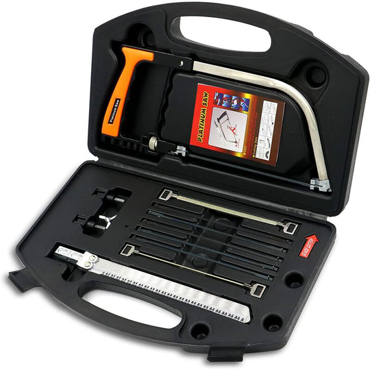 Mini Hand Hacksaw with 8 Various hss Hand Saw Blades, Adjustable Frame, Universal Small Hacksaw Belt Case for Wood/Glass/Metal/PVC/Tile (Black)