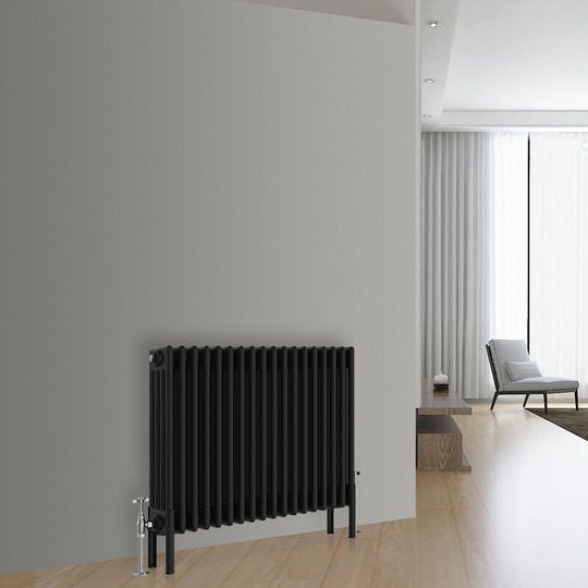 Traditional Vintage Cast Iron Style Radiator Black 4 Column 600x830mm