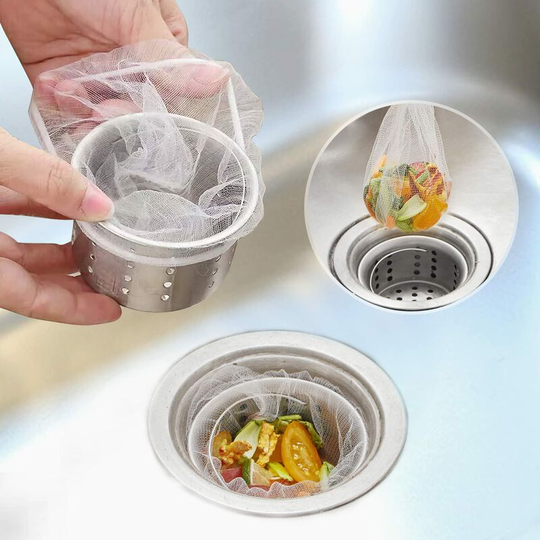 Kitchen Sink Saver | 300 pcs Disposable Mesh Bags for Kitchen Sink Strainer Kitchen Sink Drain Basket, Efficient Anti-Clogging 1mm Holes, Sink Food