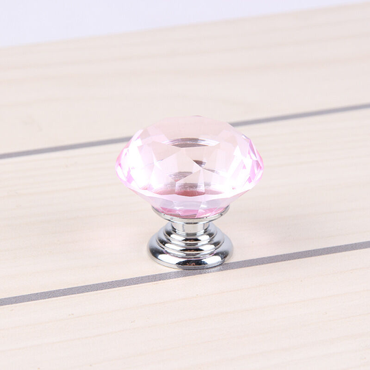 10 Pieces Pink Crystal Diamond Handle Zinc Alloy Handle Cabinet Handle Drawer Handle 30mm