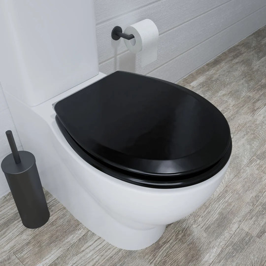 Croydex Wl601121H Lene Flexi Fix Toilet Seat With Soft Close And Quick Release, Matt Black