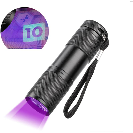 Ultraviolet led flashlight Black light flashlight, 395 Nm, uv detector for fluorescent tracer, animal urine, cushion (black) -