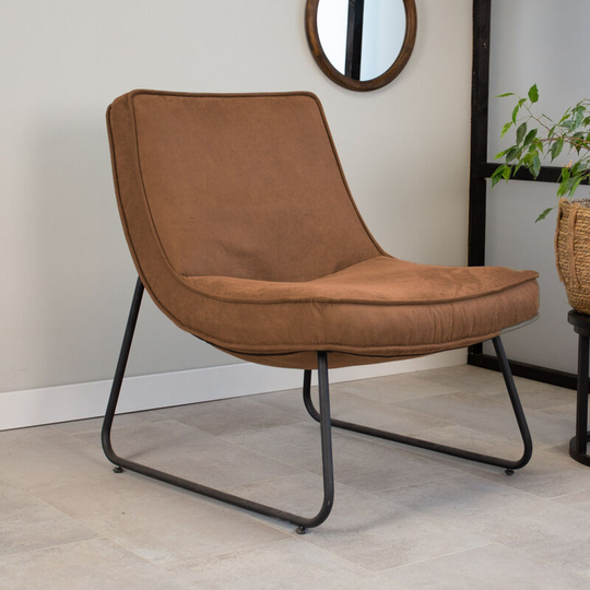 Industrial Armchair Cognac Lowen Eco Leather - Cognac