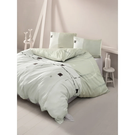 Lancelot Beige/Ecru/Brown Cotton 145 TC Modern & Contemporary 3 Piece Duvet Cover Set