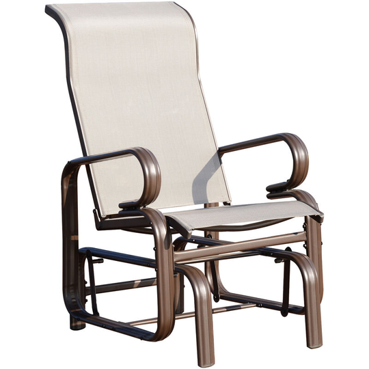Texteline Glider Chair Garden Swing Seat Outdoor Metal Rocking Armchair - Dark brown - Outsunny