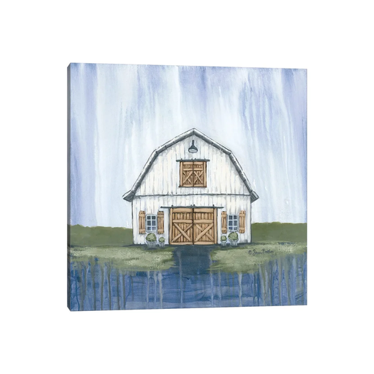 White Garden Barn by Sara Baker - Painting on Canvas