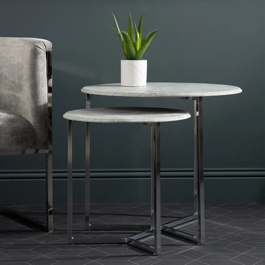 2 Piece Nesting Side Table for Living Room Furniture, 52cm Sofa Side Table, Metal End Table