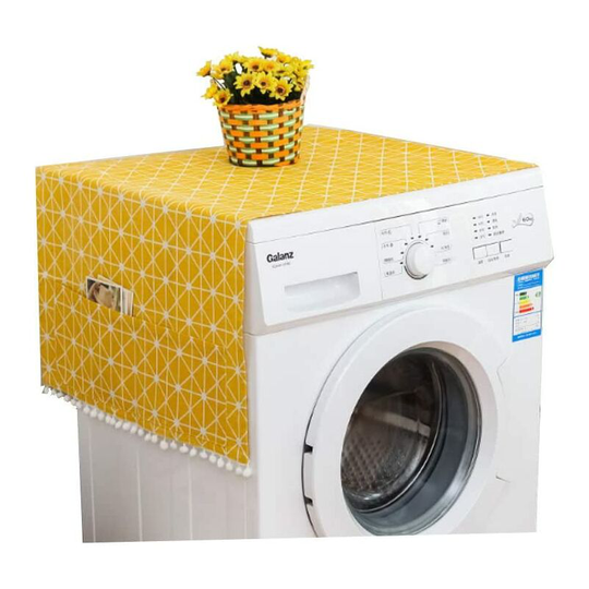 Refrigerator dust cover Multi purpose washing machine top cover with refrigerator storage bag (yellow)