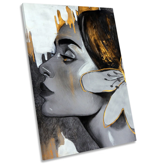 Woman Beauty Floral - Wrapped Canvas Painting