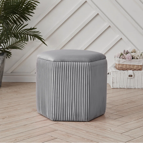 Chison 45Cm Wide Velvet Striped Storage Ottoman with Storage Ottoman