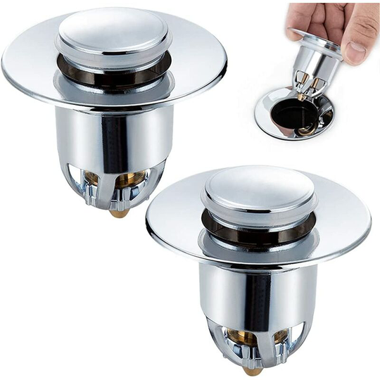 Gift - 2 Sink Stopper Waste Set Sink Drain Anti-Clog Pop-Up Valve with Anti-Clog Strainer Used for One-Opening Sinks