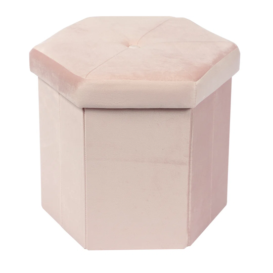 Pink Hexagon Foldable Storage Ottoman