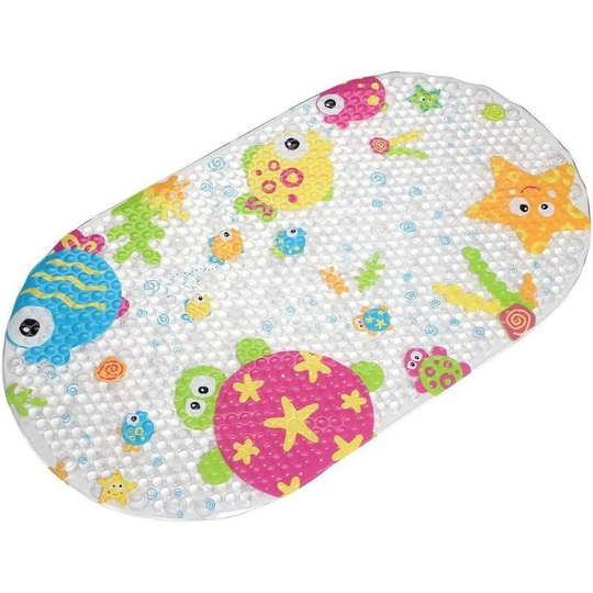 Perleraregb - Non-slip childrens bathroom mat, toilet floor mat, bathtub, childrens cartoon bath mat with suction cup, non-slip pvc childrens bath