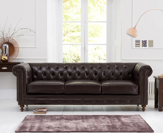 Alborghus Leather 3 Seater Chesterfield Sofa