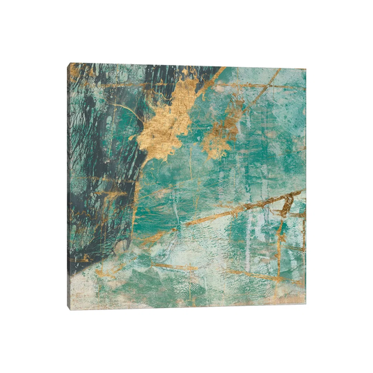 Teal Lace I by Jennifer Goldberger - Wrapped Canvas Painting