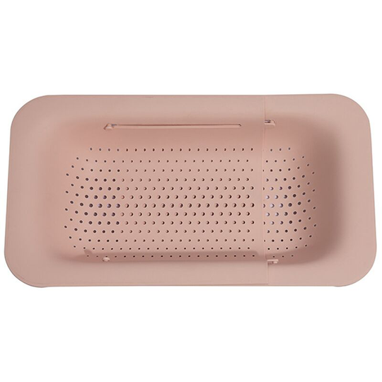Over The Sink Colander Basket - Wash Vegetables And Fruits, Drain Cooked Pasta - Extendable - Kitchen Utensils (20W x 37~49L x 7H) cm - Pink