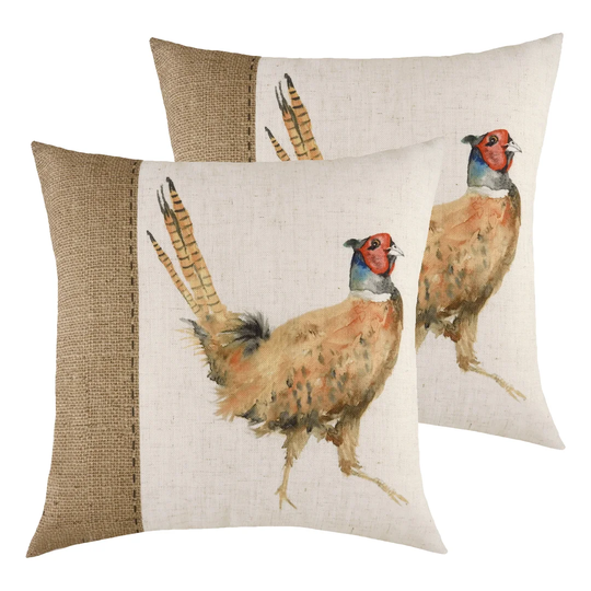 Carillo Hessian Pheasant Cushion with Filling