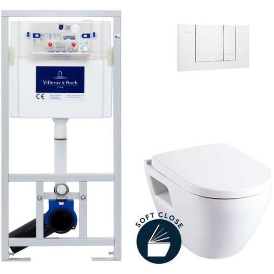 Serel SM10 Toilet Frame set + Softclose seat + White plate (ViConnectSM10-2) - Villeroy&boch
