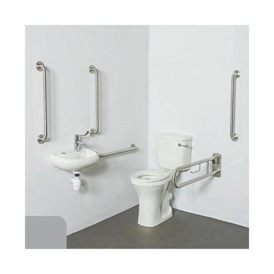 Nyma pro Close Coupled Lockable Lid Doc m Pack White - 5 x Grey Grab Rails - Nymas