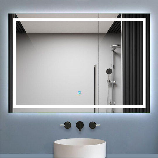 1100 x 800 mm Horizontal Retangular Illuminated led Bathroom Mirror Touch Sensor + Demister