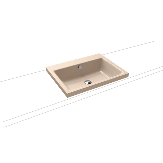 Bahama Beige Steel Enamel Rectangular Inset Bathroom Sink with Overflow