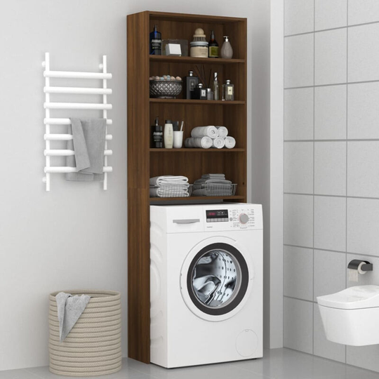 Asupermall - Washing Machine Cabinet Brown Oak 64x24x190 cm